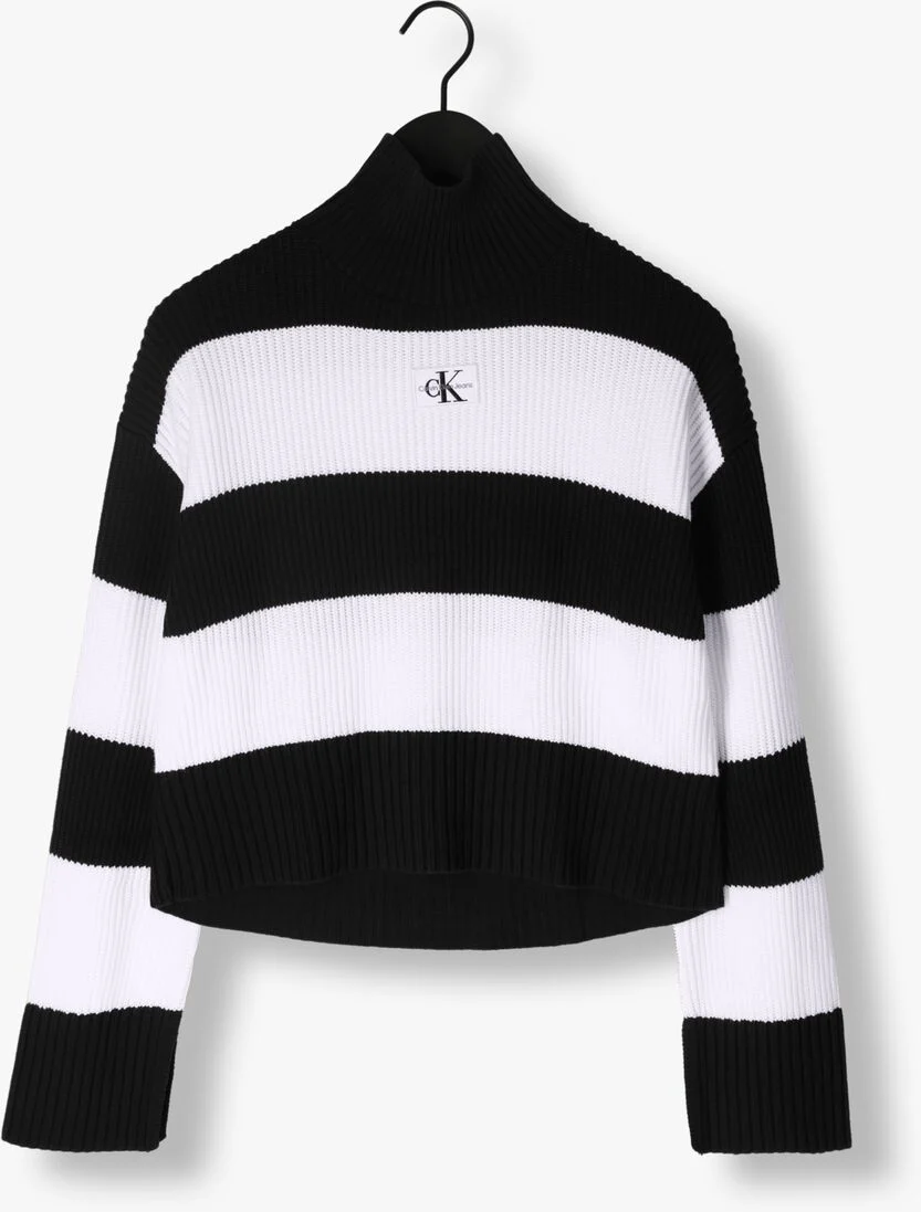 CALVIN KLEIN zwarte calvin klein coltrui label chunky sweater