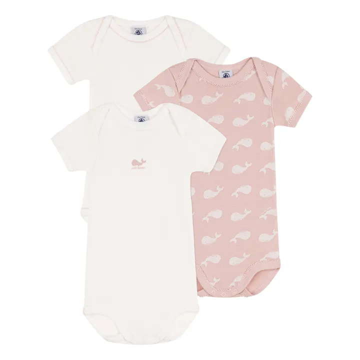 Petit Bateau Lot 3 Bodies Baleines | Rose