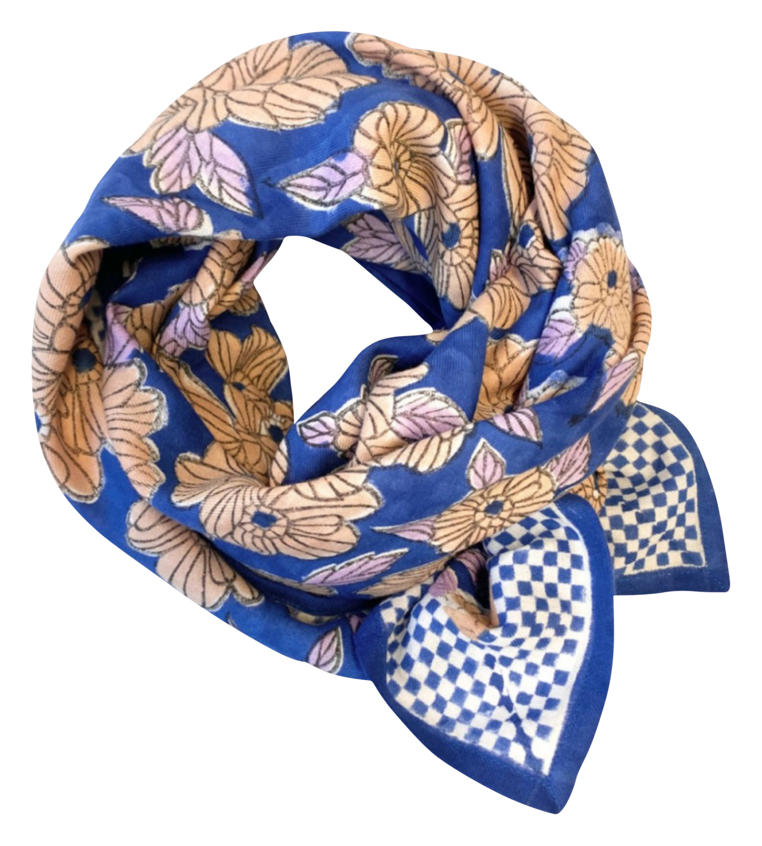 LATIKA - Foulard en coton imprimé | Bleu