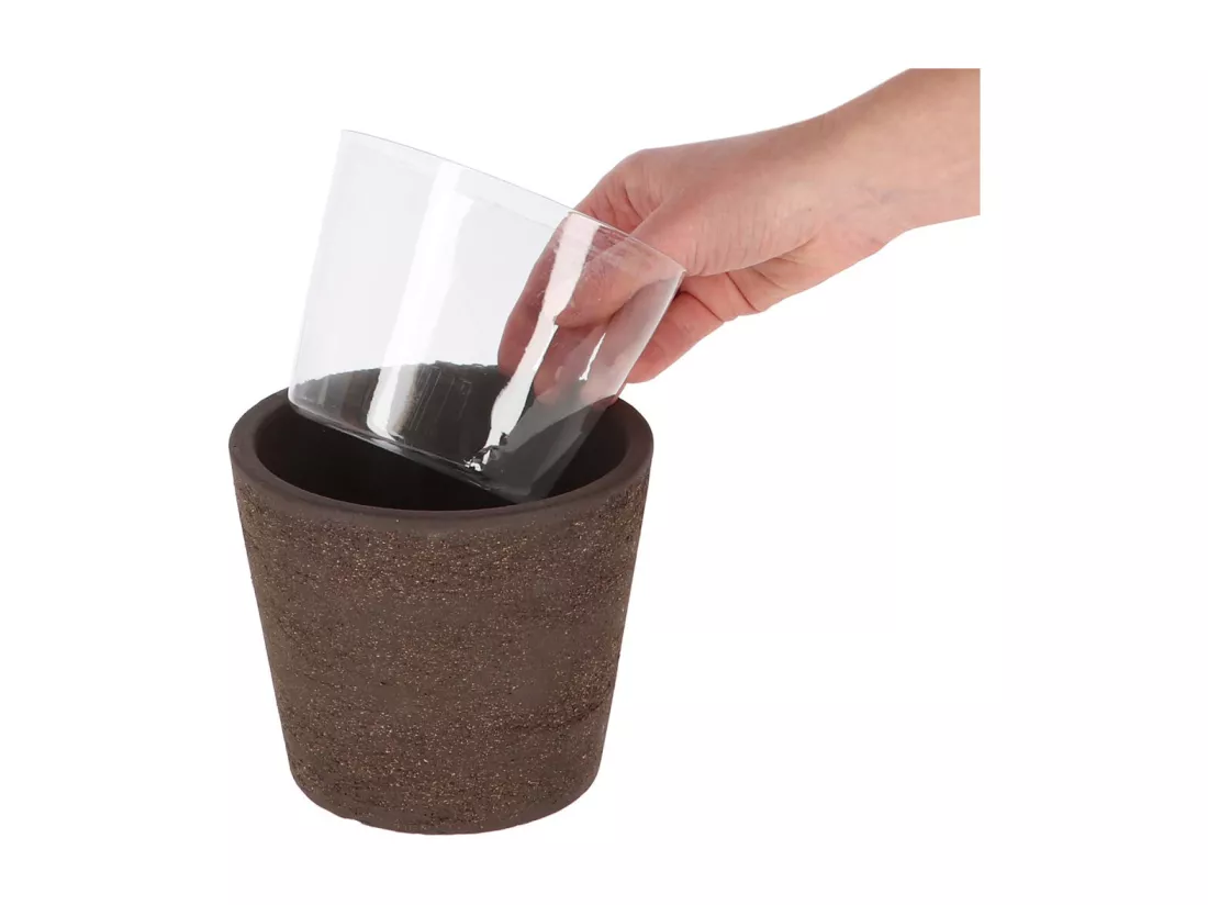 Pot de fleur en terre cuite non verni marron 13 cm