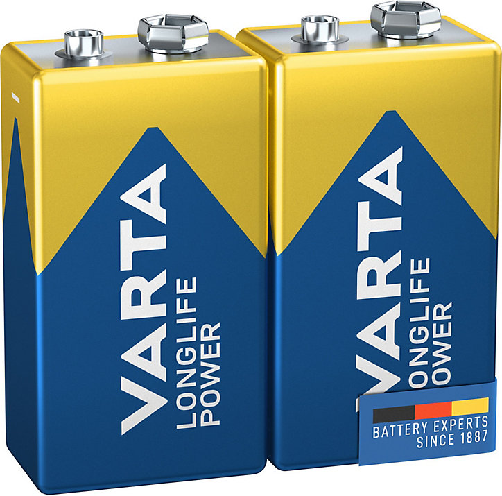 Pile alcaline 9V (PP3) Varta Long-life Power, lot de 2