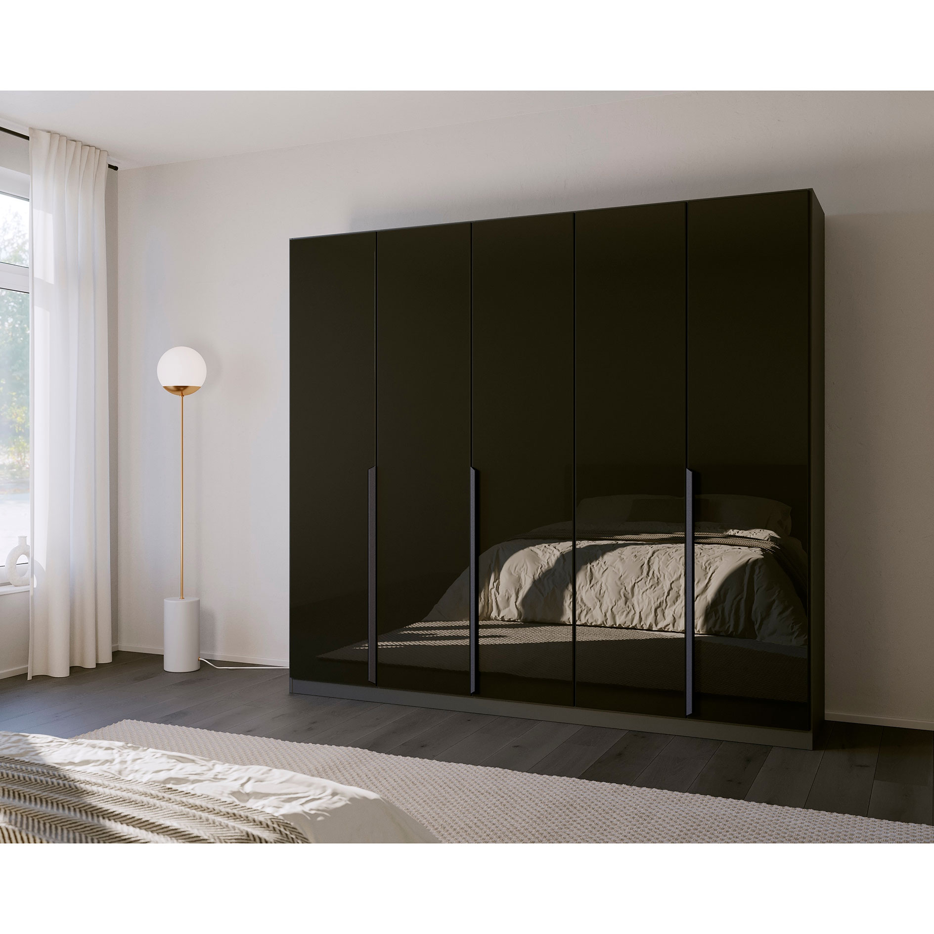 Drehtürenschrank - graumetallic - Glas - 5 Türen - 226 cm