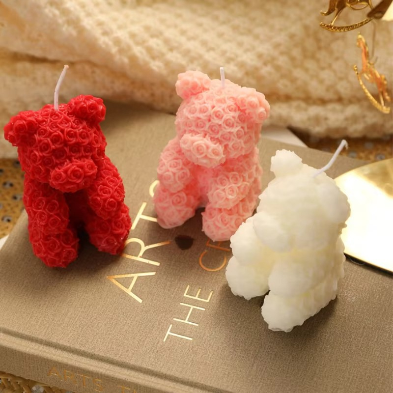 Teddy Duft Kerze Aromatherapie Home Deko Sojawachs Kerze Rosen Teddybär - Rose (Rosa)