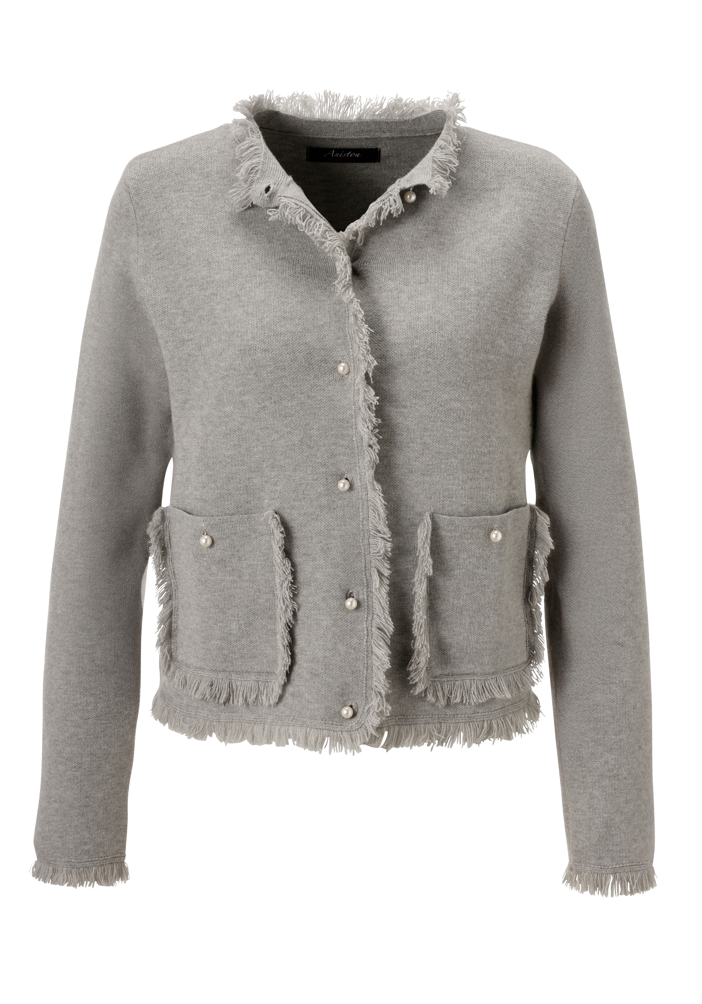 Aniston CASUAL Strickjacke , , aufwändig mit Franzen verziert - NEUE KOLLEKTION