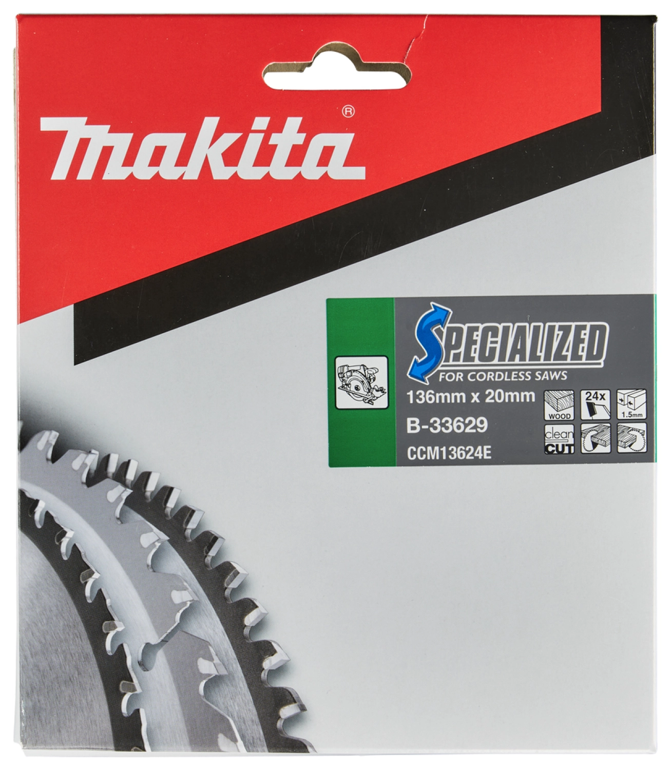 Makita B-33629 Specialized Cirkelzaagblad - 136 x 20 x 24T - Hout