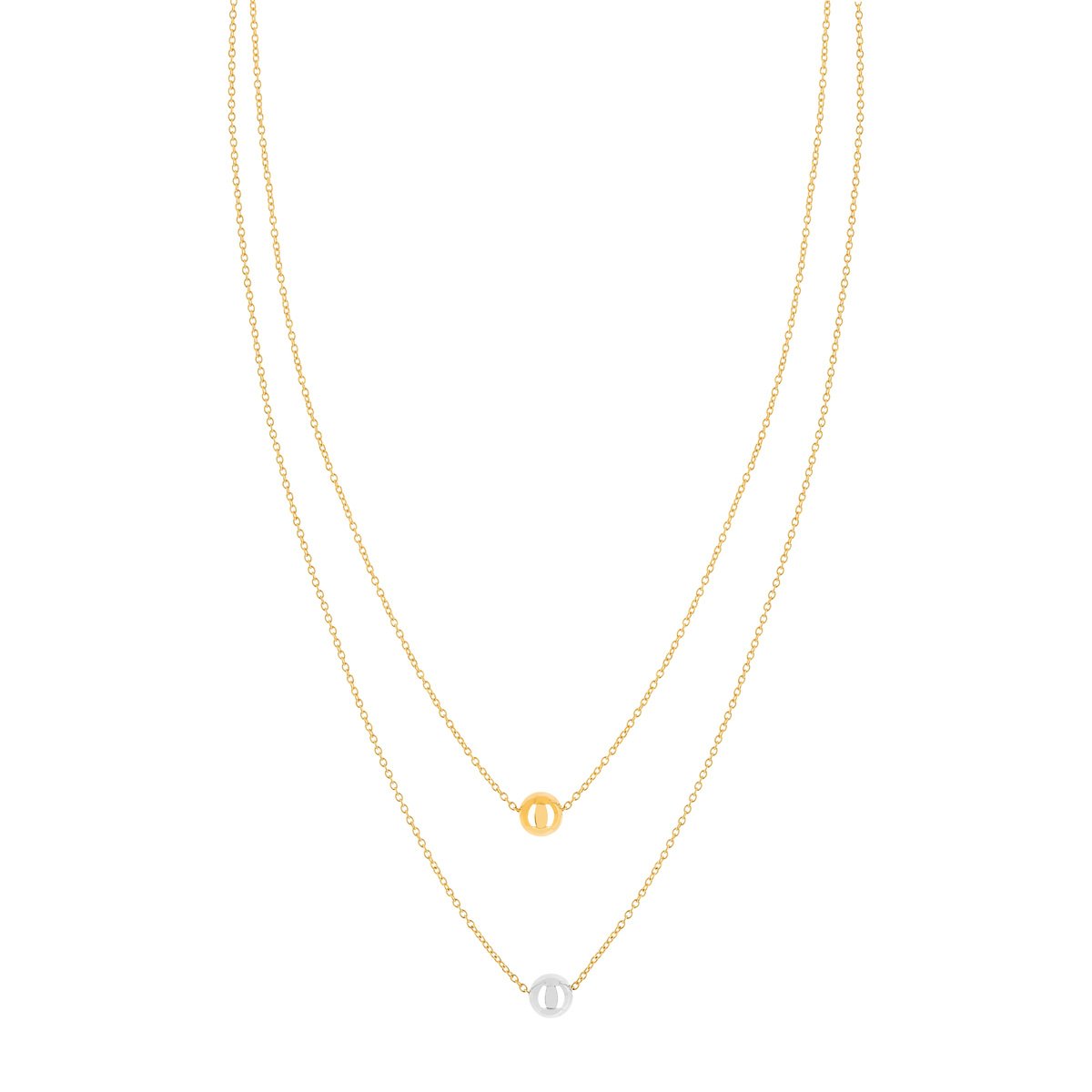 Collier 2 ors 375 double rang boules 42 cm