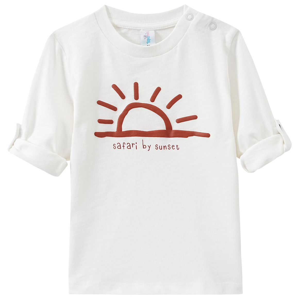 Topomini Baby Langarmshirt mit gummiertem Print weiss
