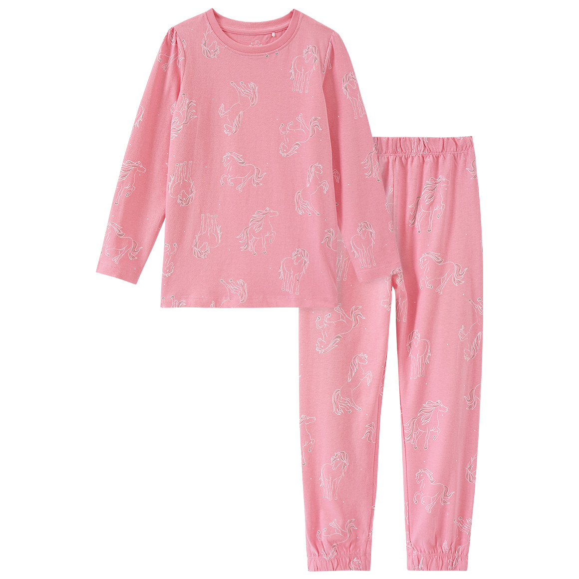 Topolino Mädchen Schlafanzug mit Pferde-Allover rosa