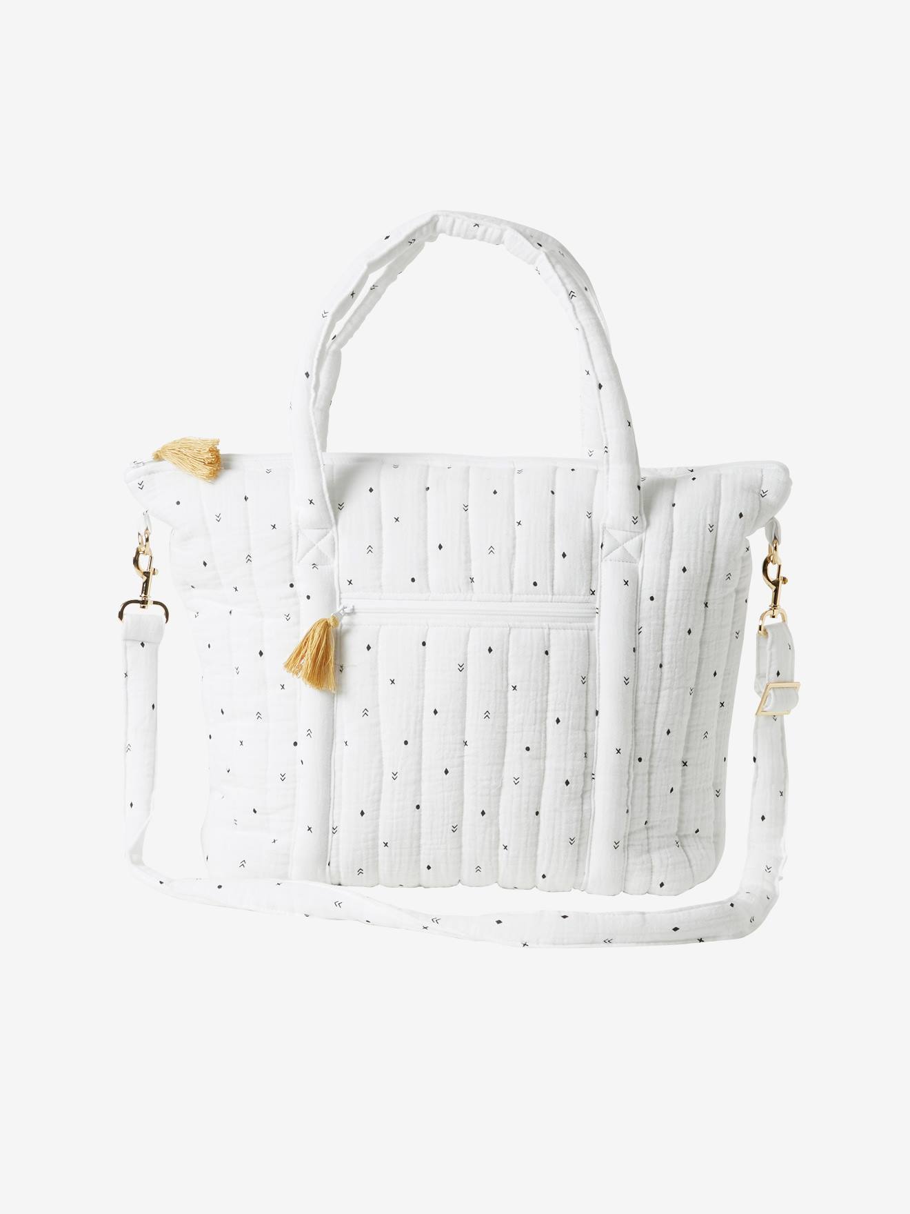 Bolsa de maternidade Plume, estampa branca vibrante