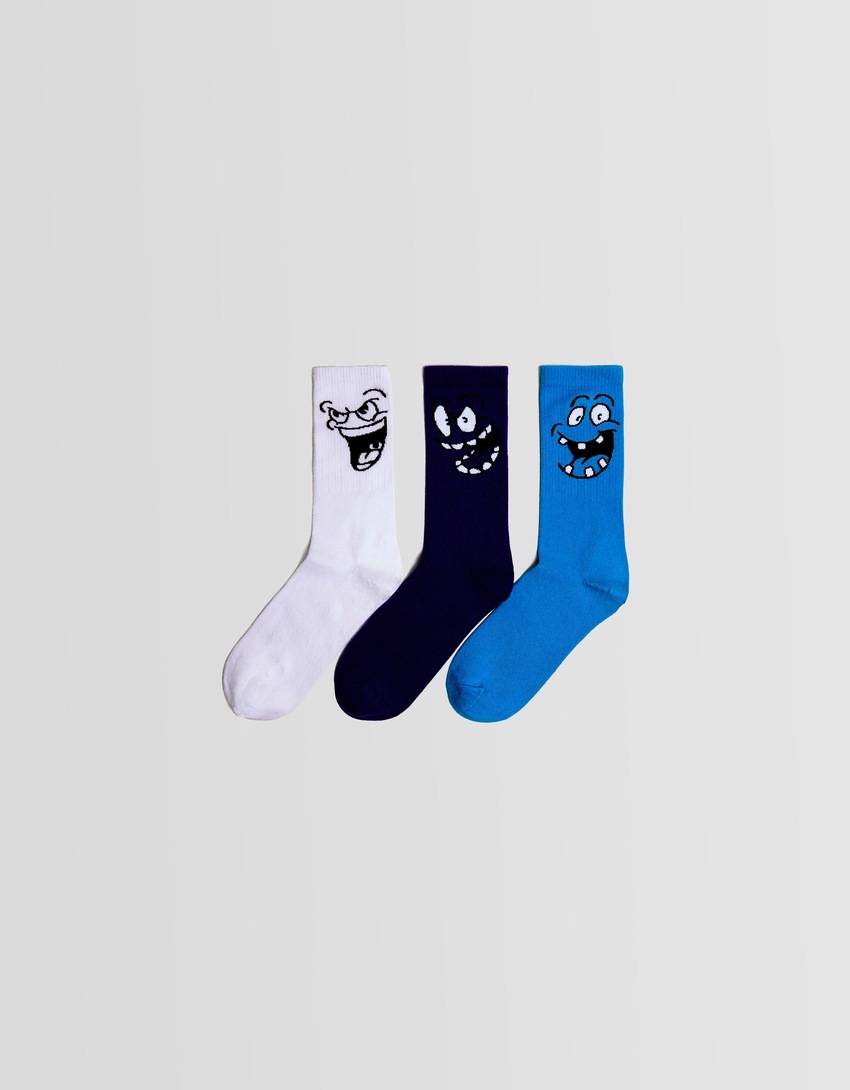Pacote com 3 pares de meias estampadas