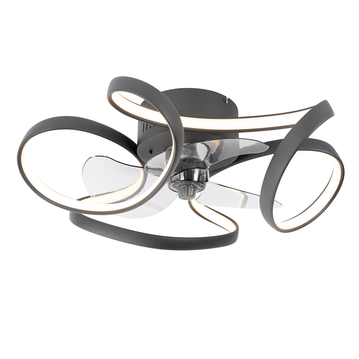QAZQA Plafondventilator zwart 55cm incl. LED dimbaar met