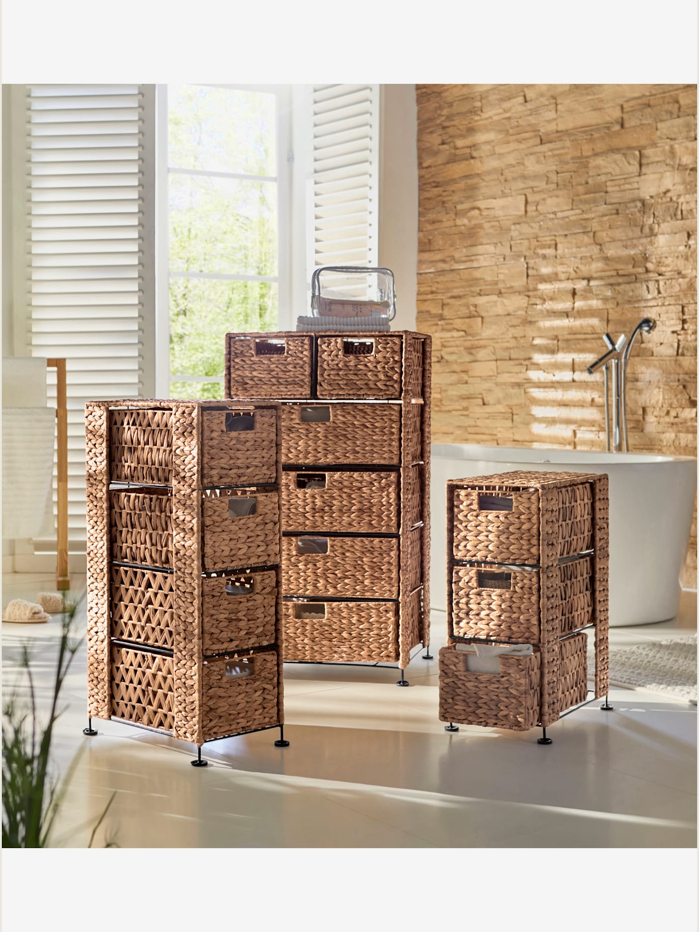Commode châssis métallique avec jacinthe d'eau tressée de qualité