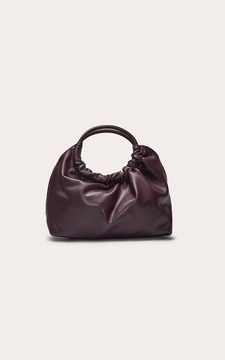 Chocolate Plum Sac À Main Froncé En Synthétiquecuir Avec Poignée Portée Main