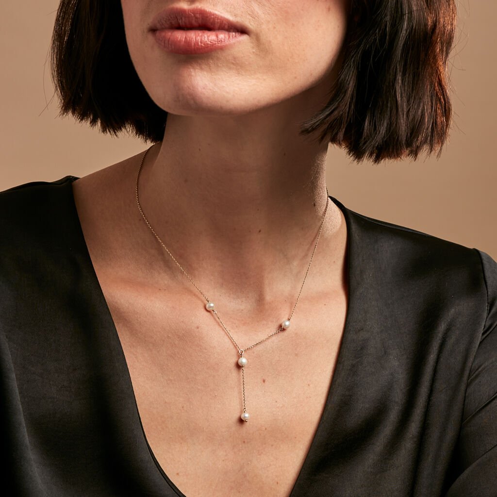 Collier Persis Or Jaune Perle De Culture