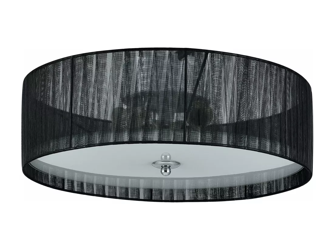 Plafonnier moderne lustre design lampe à suspension salon diamètre 40 cm tissu verre noir blanc 03_0005937