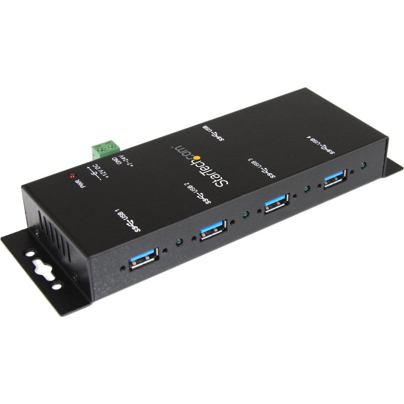 StarTech.com Hub USB 3.0 4 Ports - 5Gbps - Hub USB-A Industriel en Métal - Hub de Données USB Montable au Mur ou sur le Bureau - Hub d'Extension USB Conforme TAA