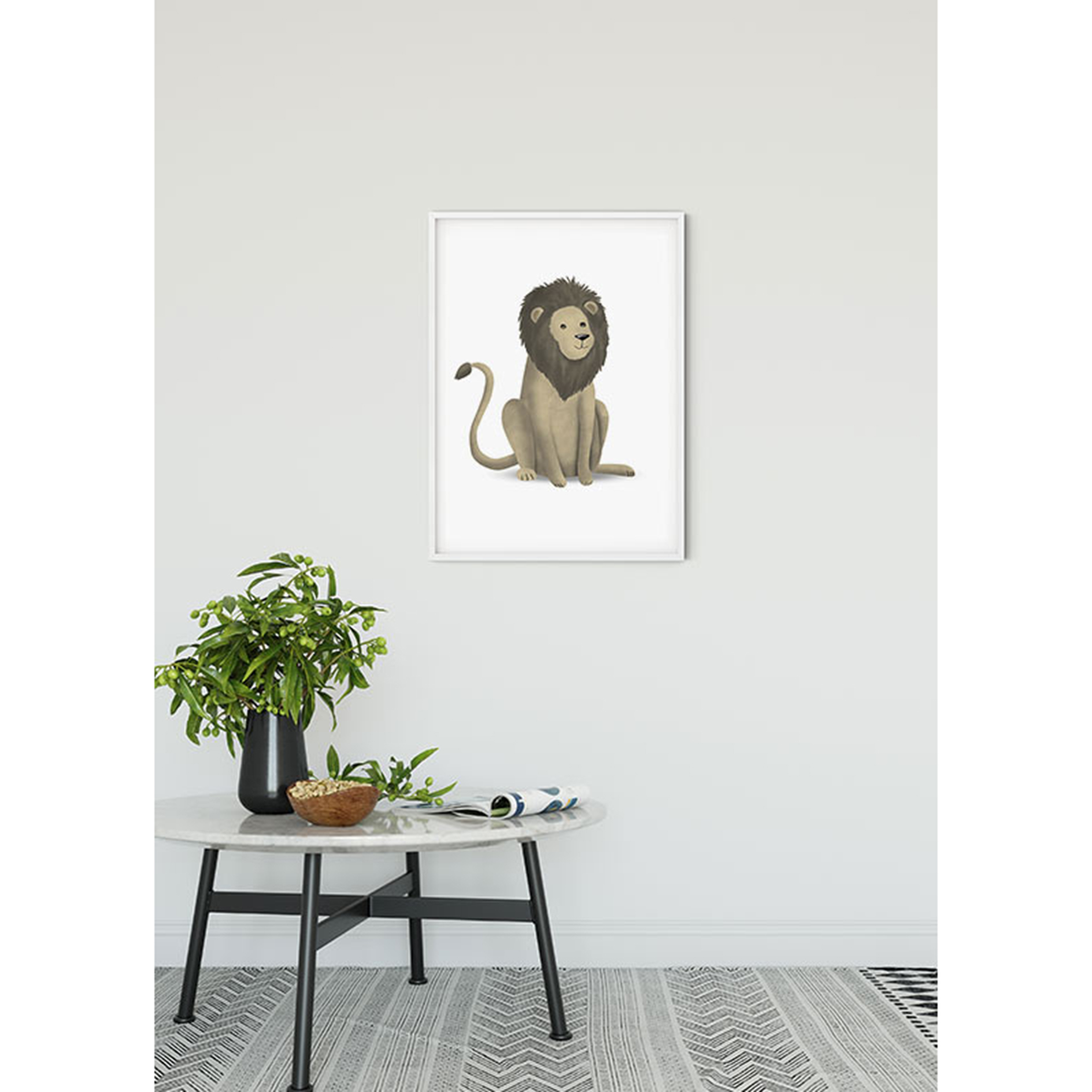 Wandbild CUTE ANIMAL LION - weiß-braun - 50x70 cm