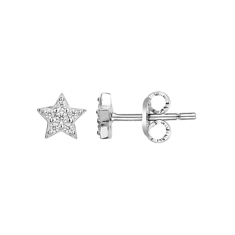 Boucles d'oreilles puces en Argent avec oxyde de zirconium blanc