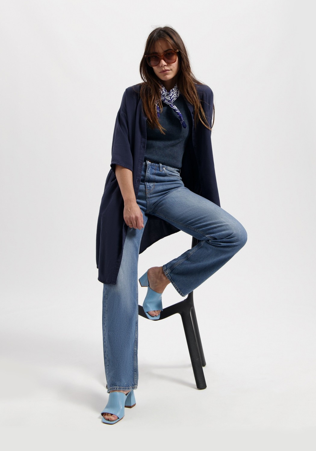 Kuyichi Damen-Jeans Lena Low Loose Rosebowl Blue