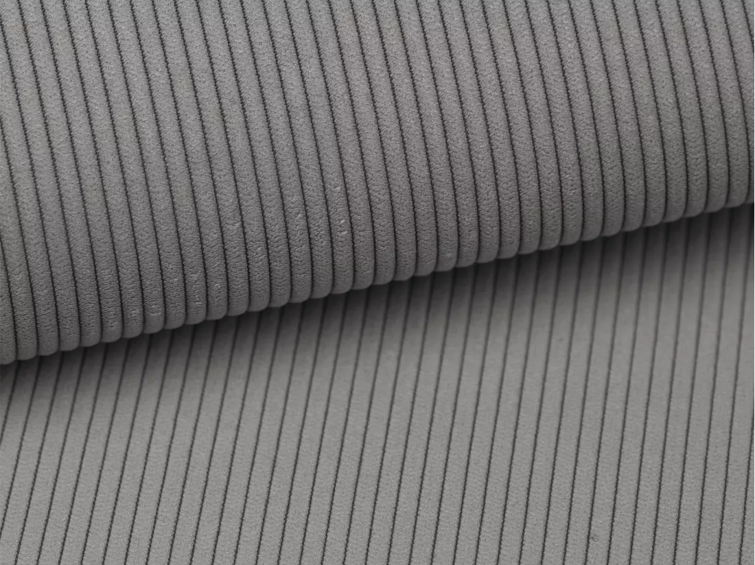 Lit coffre 140 x 190 cm avec tête de lit coutures verticales - Velours côtelé - Gris + Matelas - SARAH