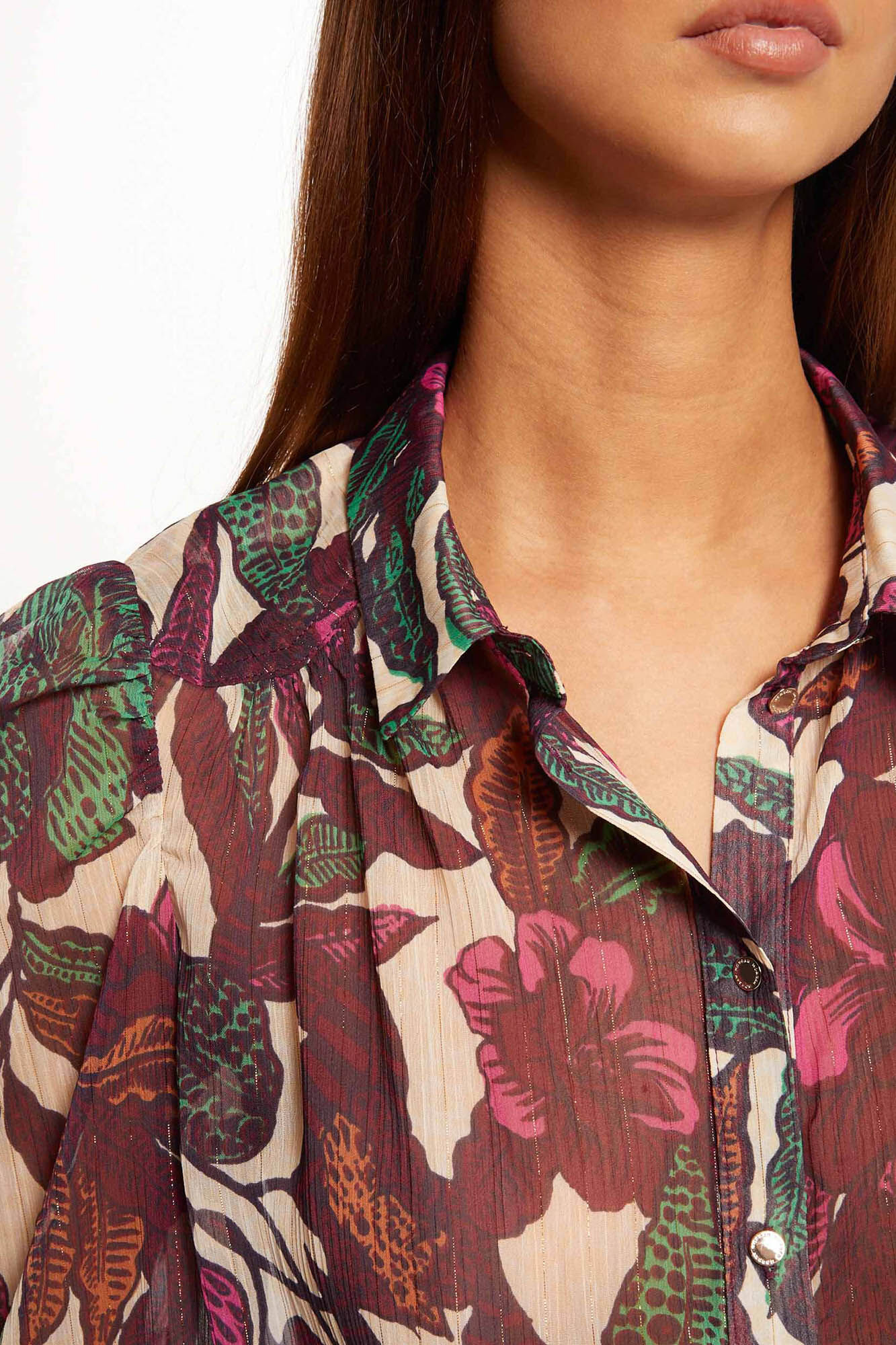 Camisa de manga comprida com estampa de vegetais - Multicolorida