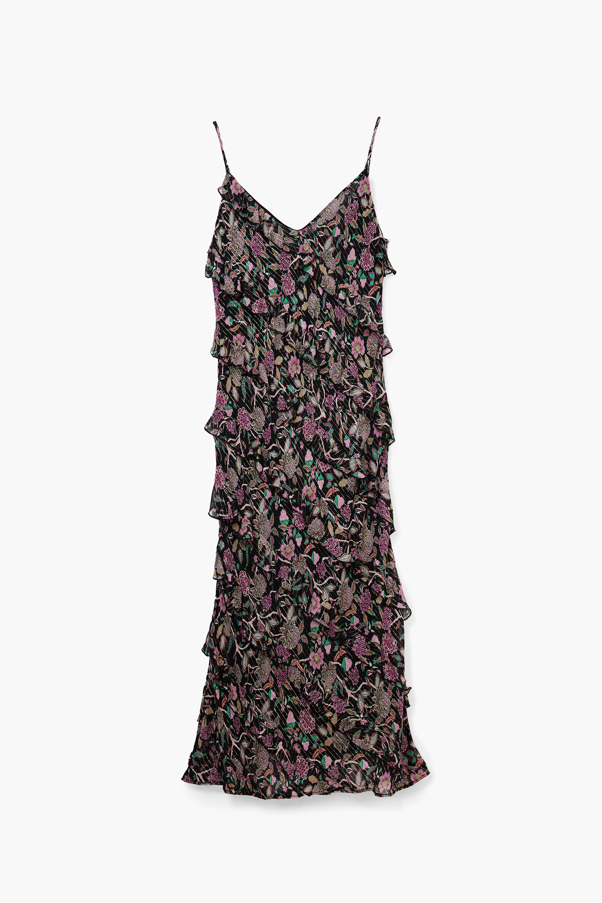 vestido midi com babados