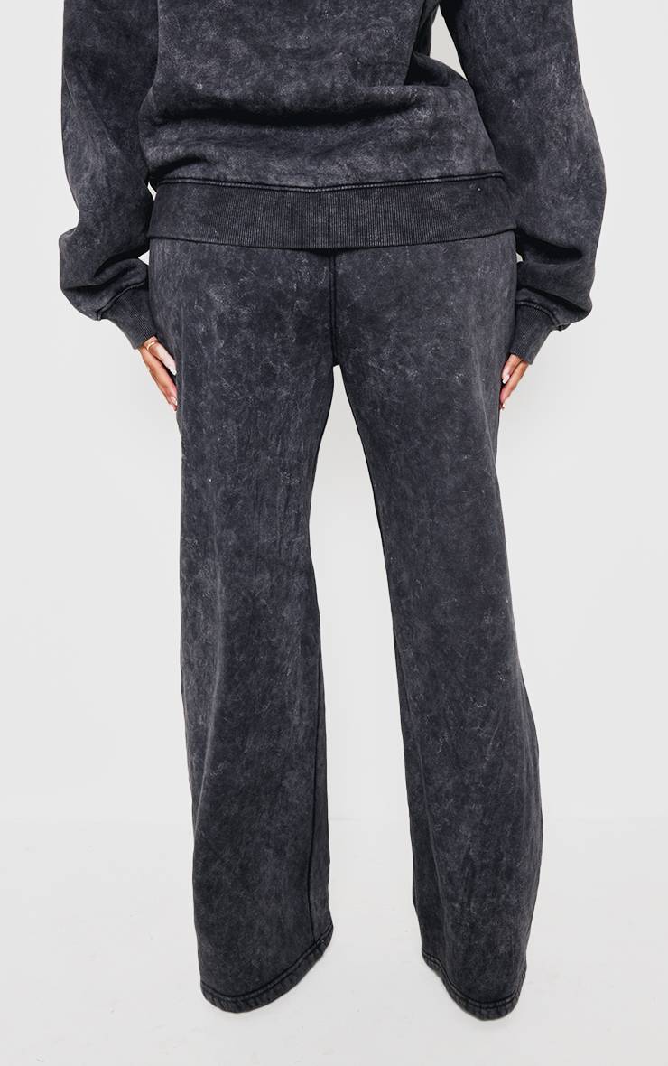 Noir Délavé Prettylittlething Shape Jogging Large À Jambes Évasées