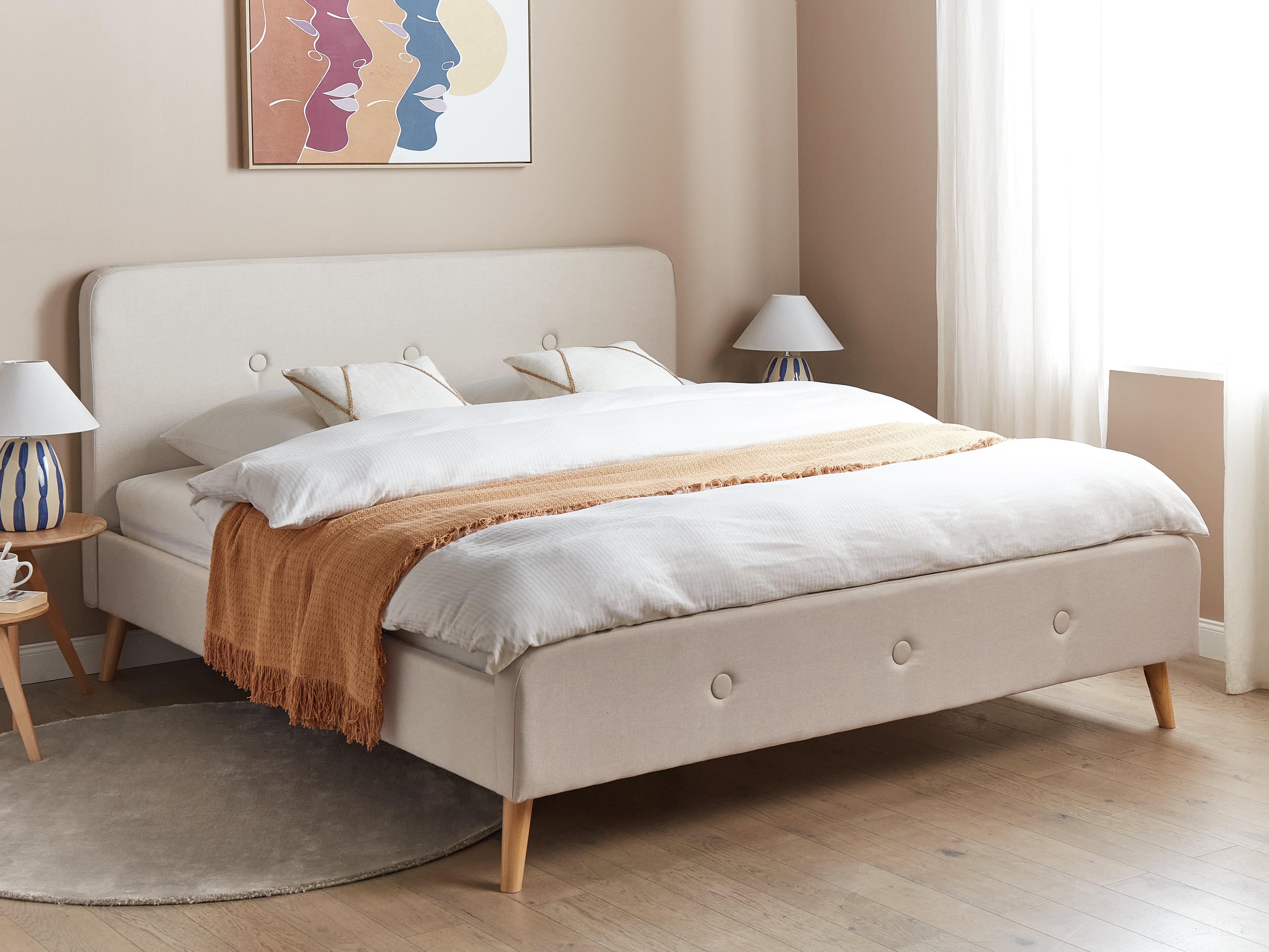 Bed Kunstlinnen RENNES 180 x 200 cm Lichtbeige