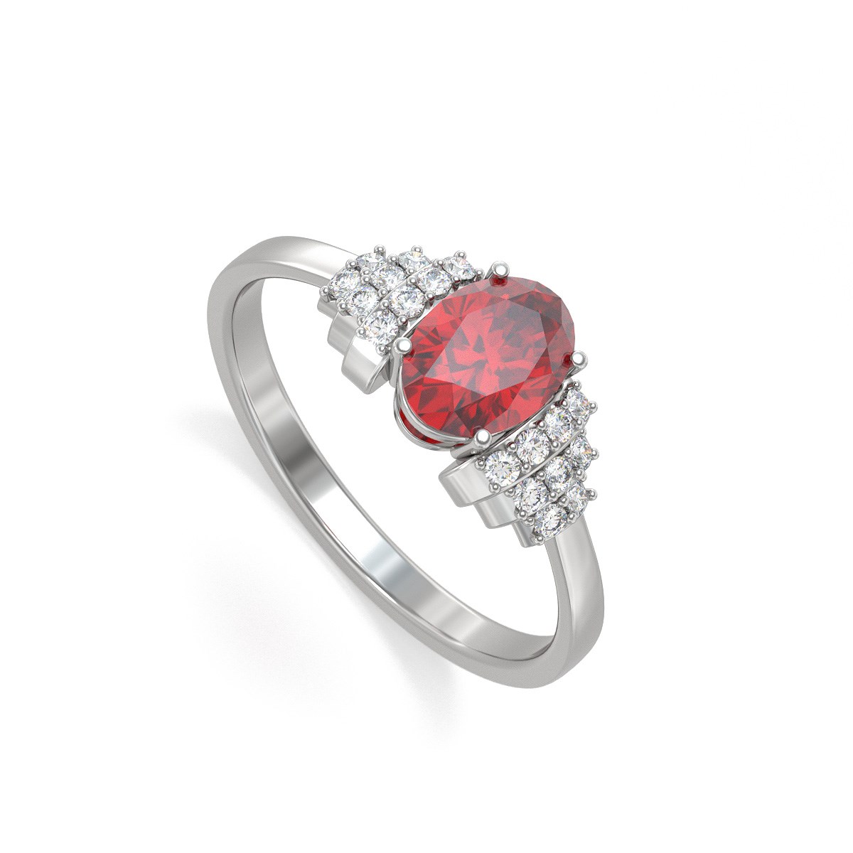 Bague Rubis et diamants sur Argent 925 2.24grs