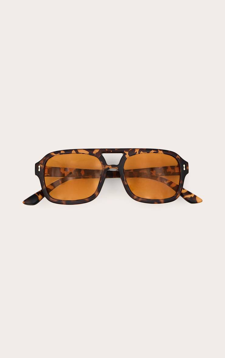 Marron Lunettes De Soleil Aviateur Monture Écaille De Tortue Verres Fumés Orange