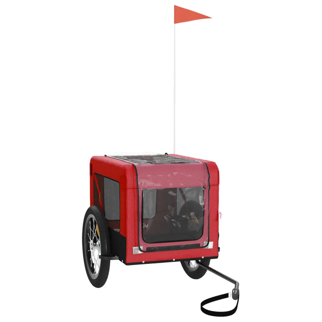 vidaXL Reboque para Cães de Bicicleta em Tecido Oxford de Ferro Vermelho e Preto