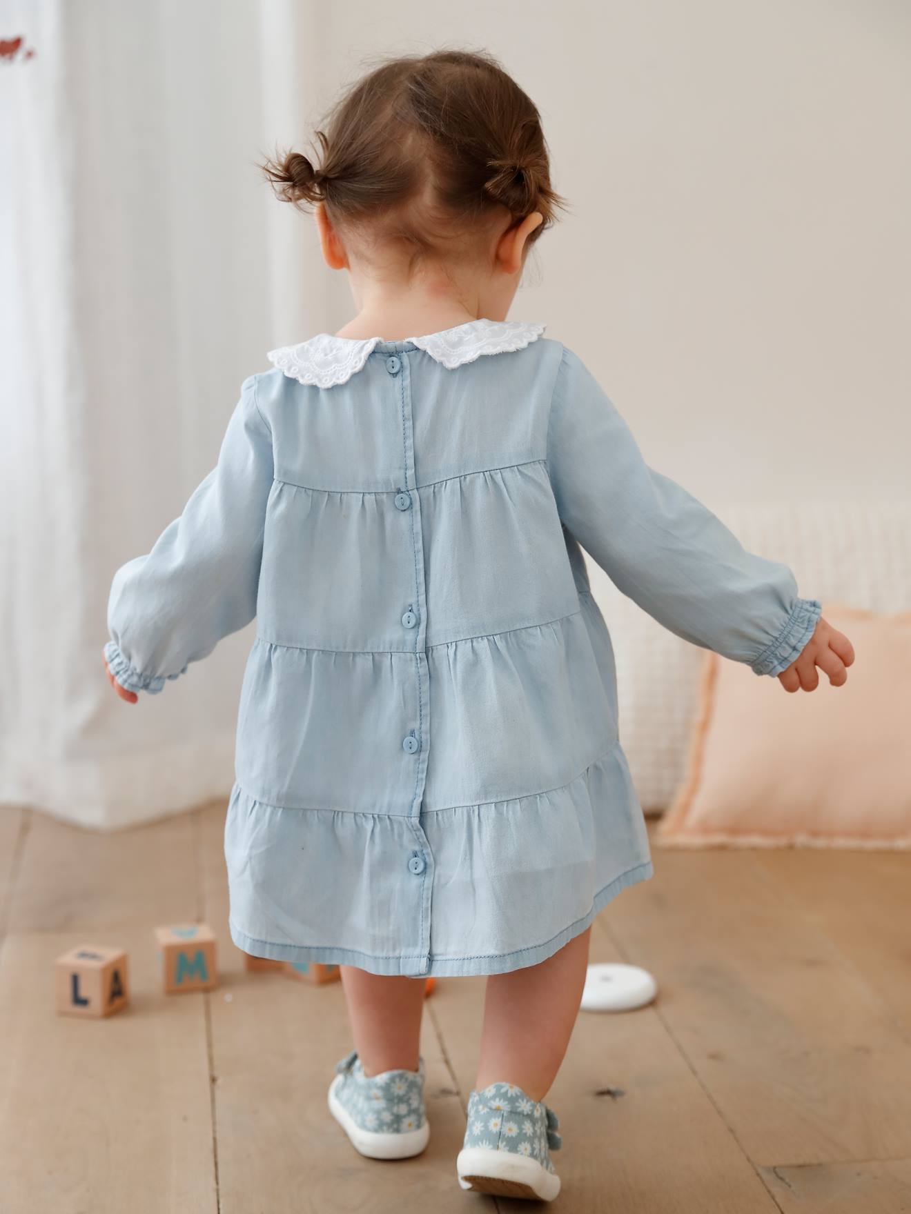 Tênis de lona com tiras autoadesivas para bebês meninas, multicoloridos