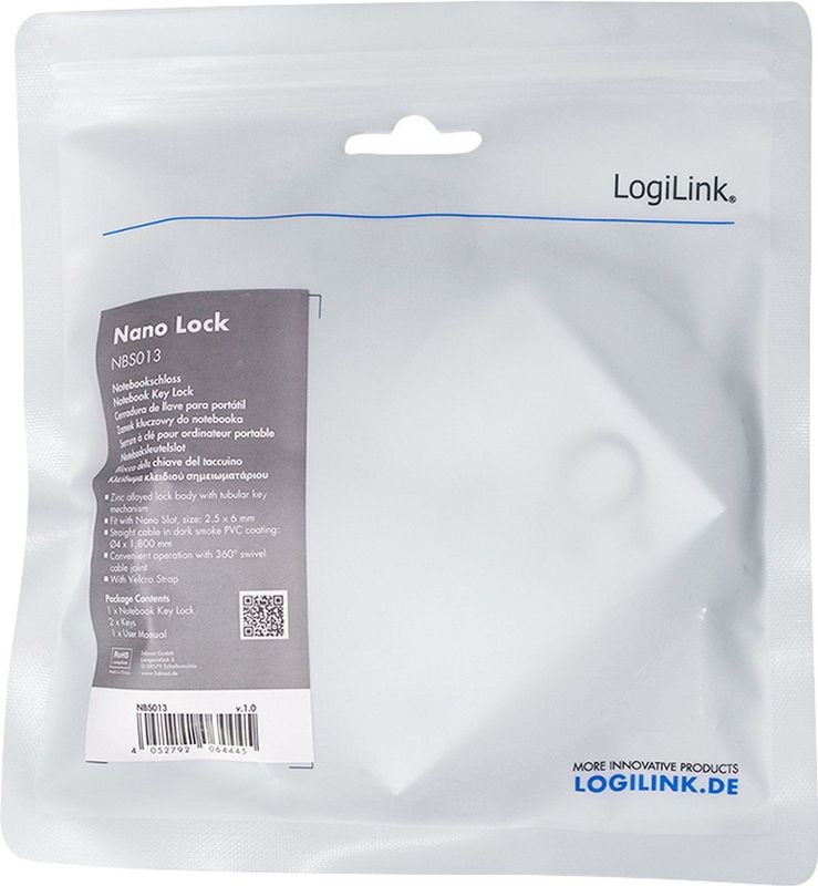LogiLink - NBS013 - Laptopslot - Inclusief 2 Sleutels - 15 mm