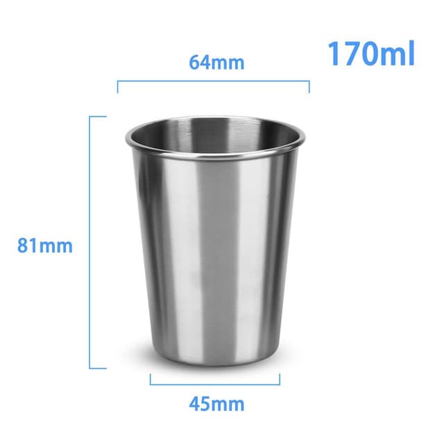 5x Stabelbare drikkekrus i rustfrit stål (170 ml)