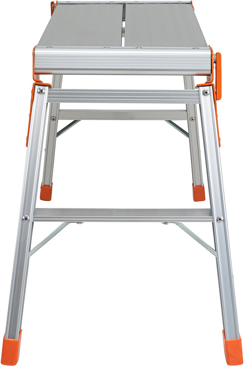 Craftfull Arbeitsplattform CF-107A, klappbar, Sicherheitsbügel, Arbeitspodest aus Aluminium, 150 kg (Silber/Orange)