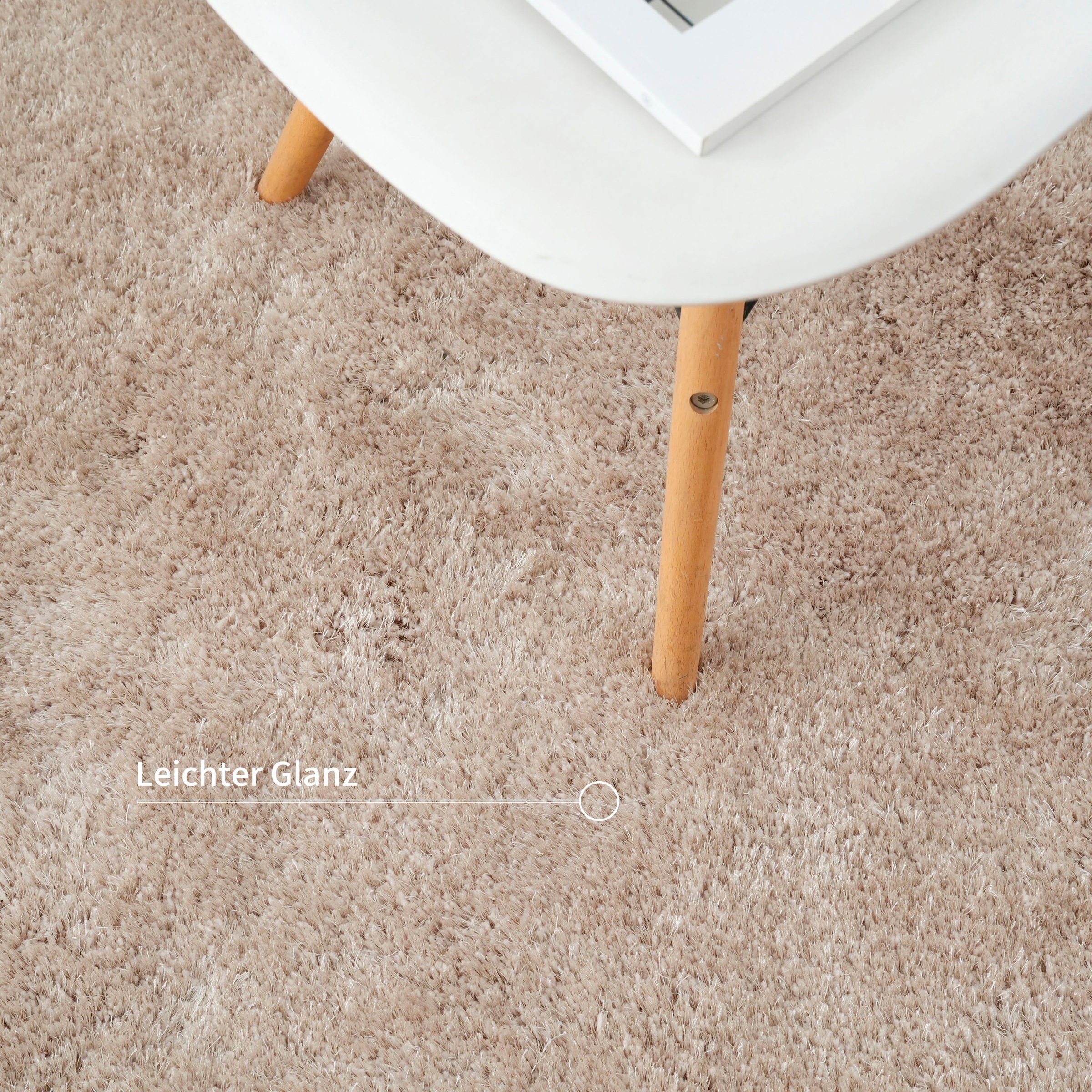Bruno Banani Hochflor-Teppich »Dana Bean shape, besondere Form, weich, Mikrofaser Teppiche« U-förmig 30 mm Höhe organische Form, uni, Wohnzimmer, Schlafzimmer, Esszimmer