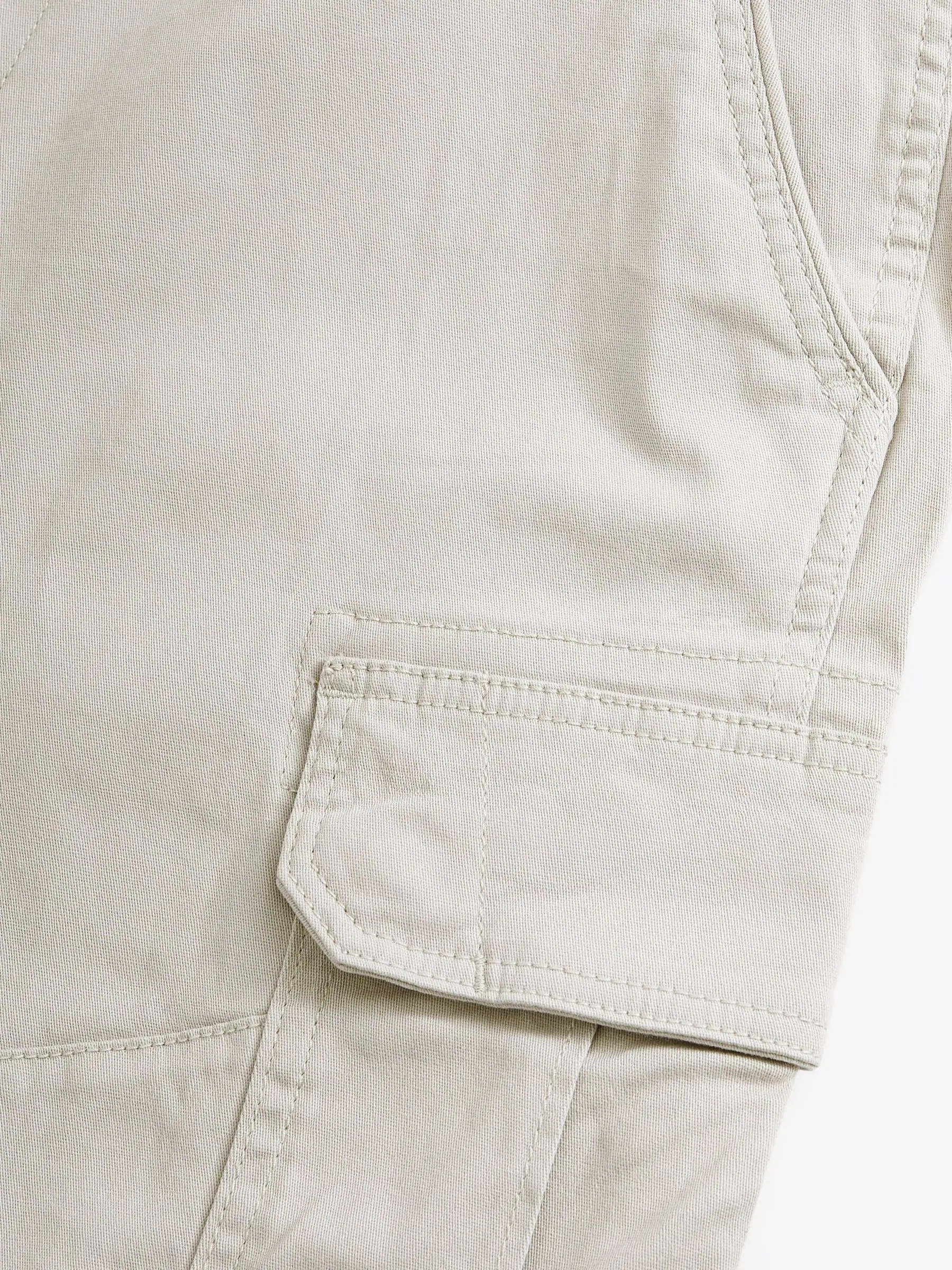Licht pastelgeel - Slim Fit - Katoenen cargostretchbroek