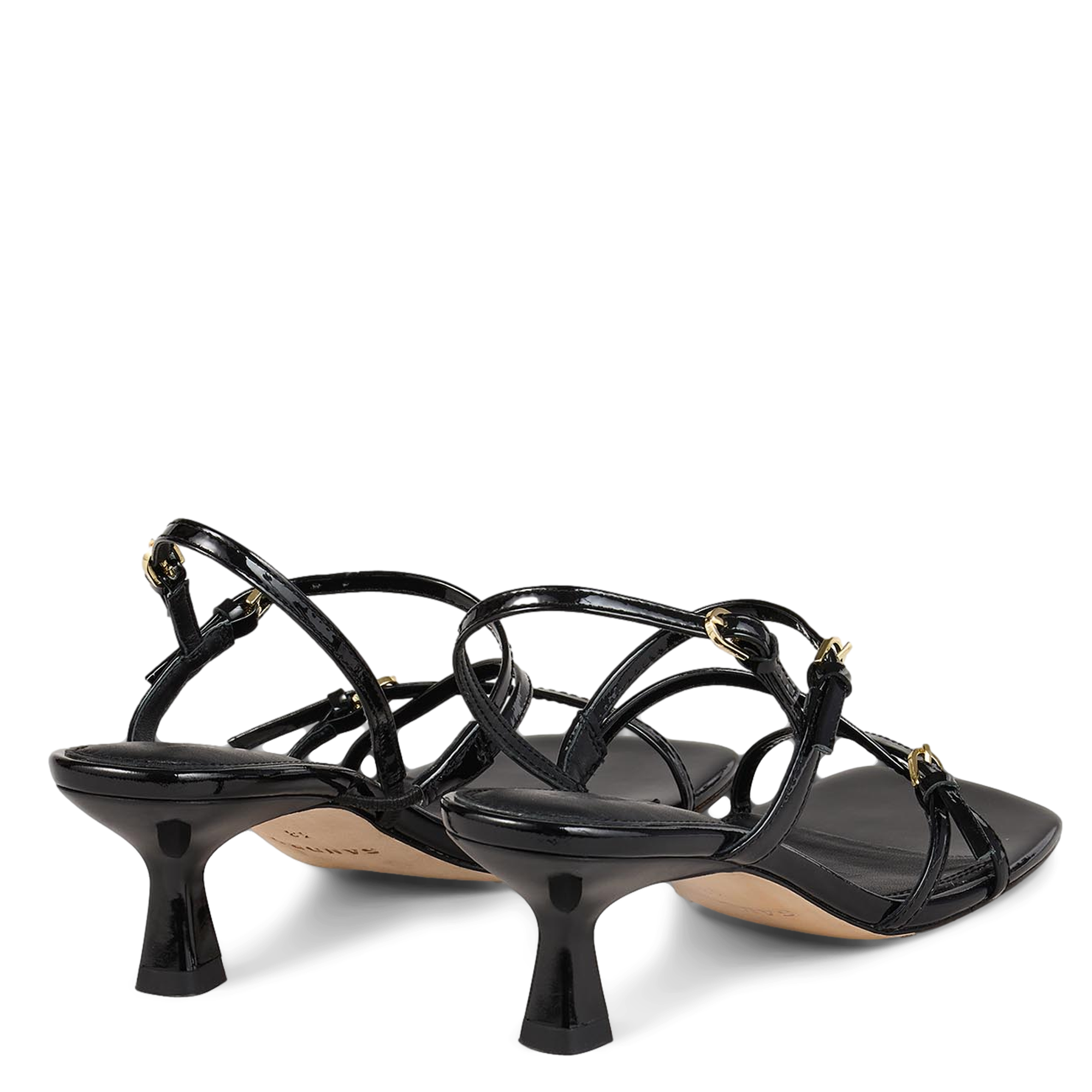Sandales à talons en cuir vernis | Noir