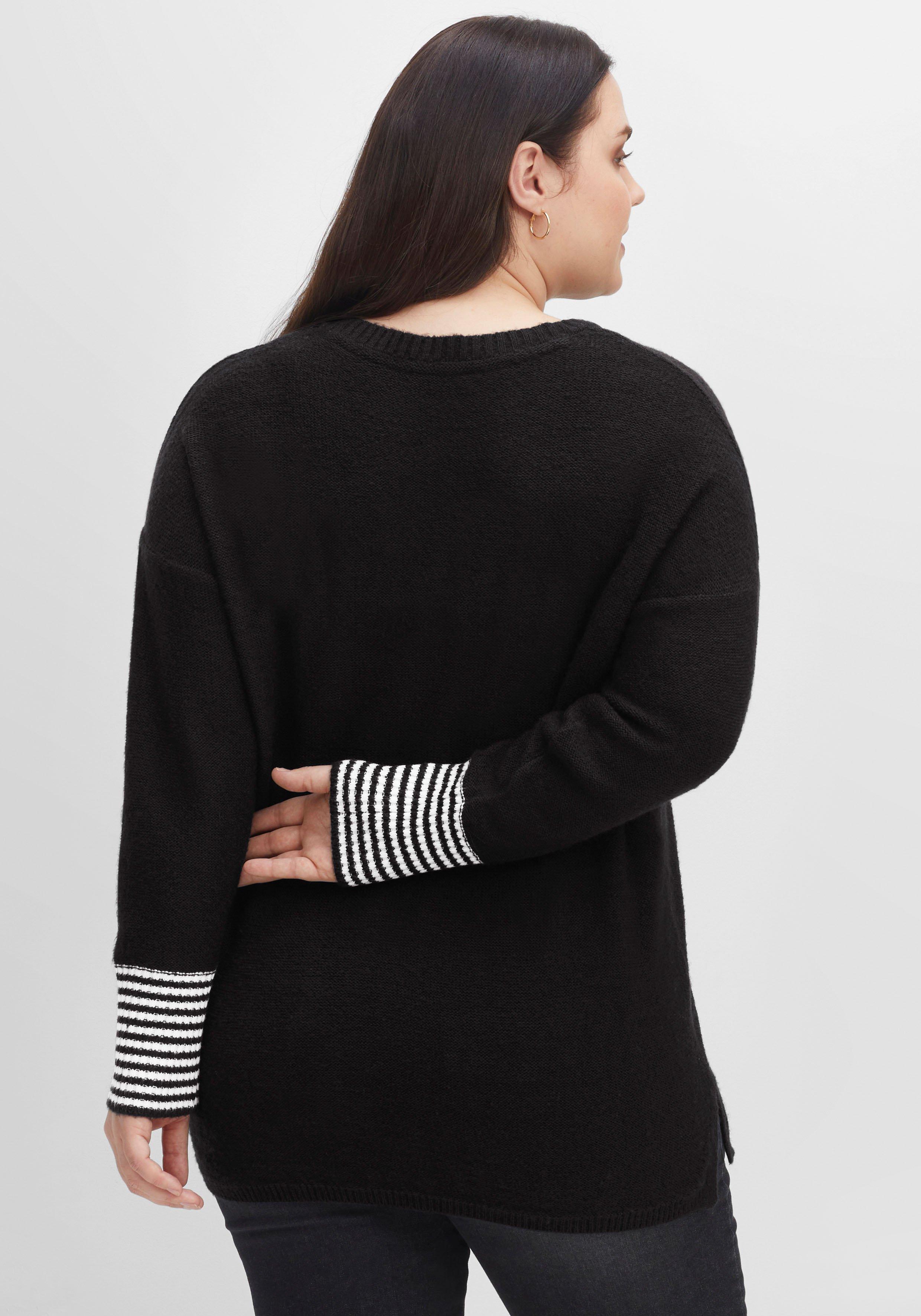 Pullover mit geringeltem Ärmelbündchen