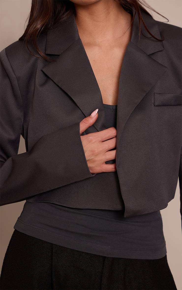 Charbon Blazer Court Ajusté