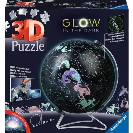 Ravensburger 3D Puzzle - Puzzle-Ball Starglobe Glow-In-The-Dark, 190 Teile