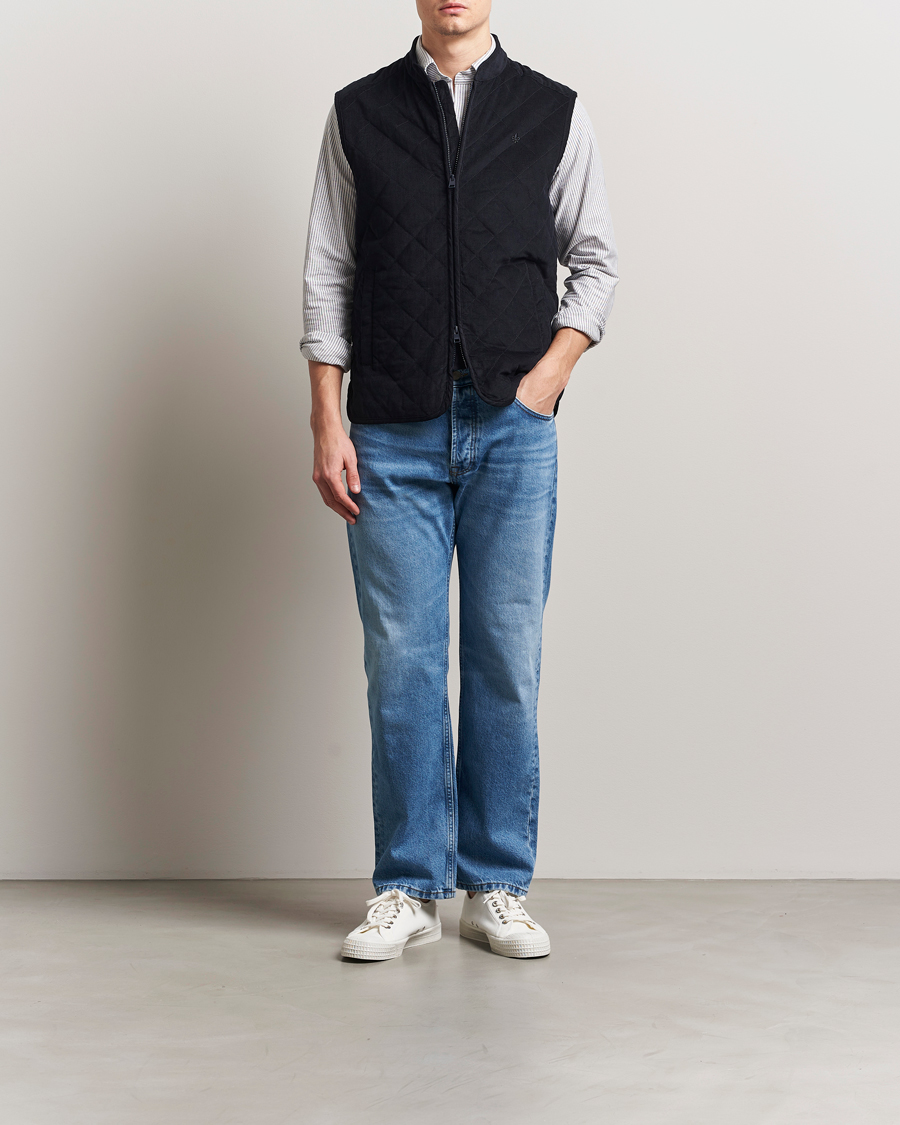 Morris Teddy Quilted Cord Vest Navy