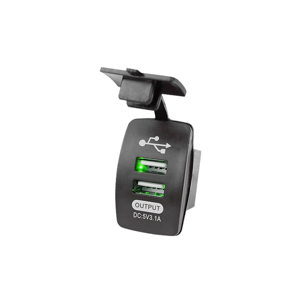Båtformet dobbel USB-billader Sort+gressfarge