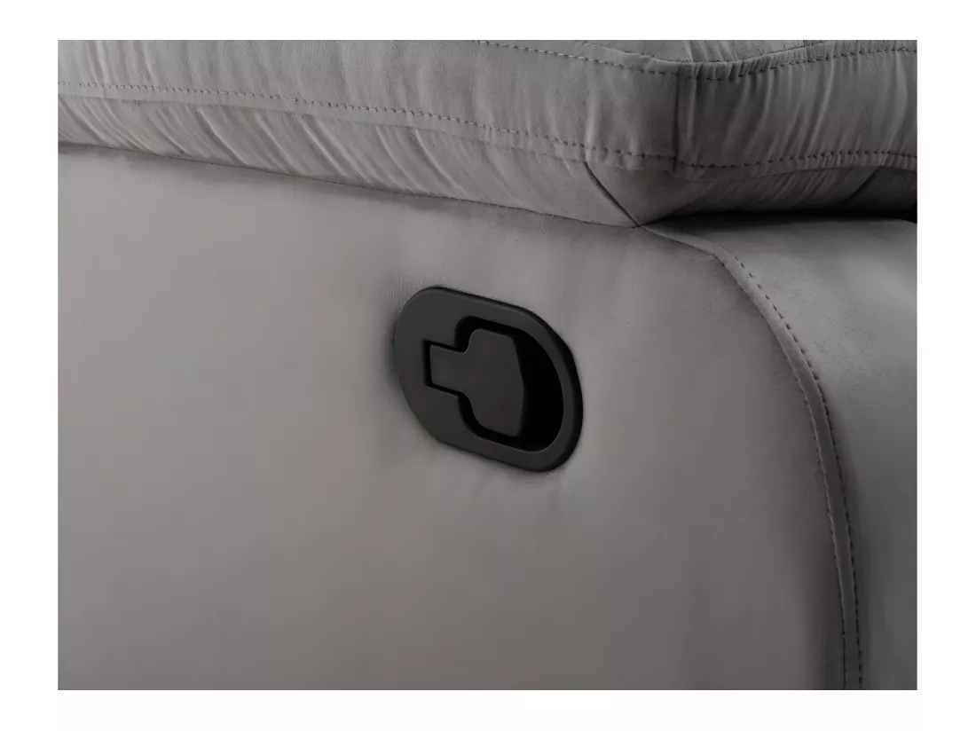 Canapé relax manuel 3 places avec 2 assises XXL Léo en microfibre - Gris - L193 x P93 x H96cm - Loungitude