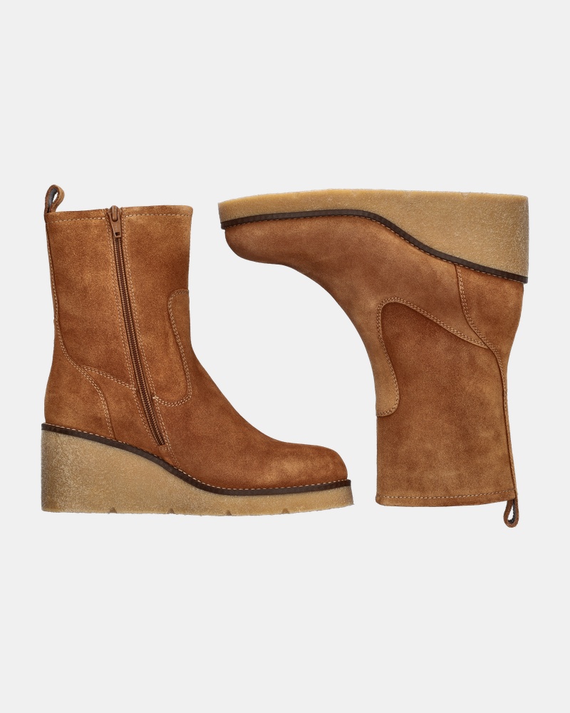 Unisa Miss Rits- & gesloten boots  - cognac