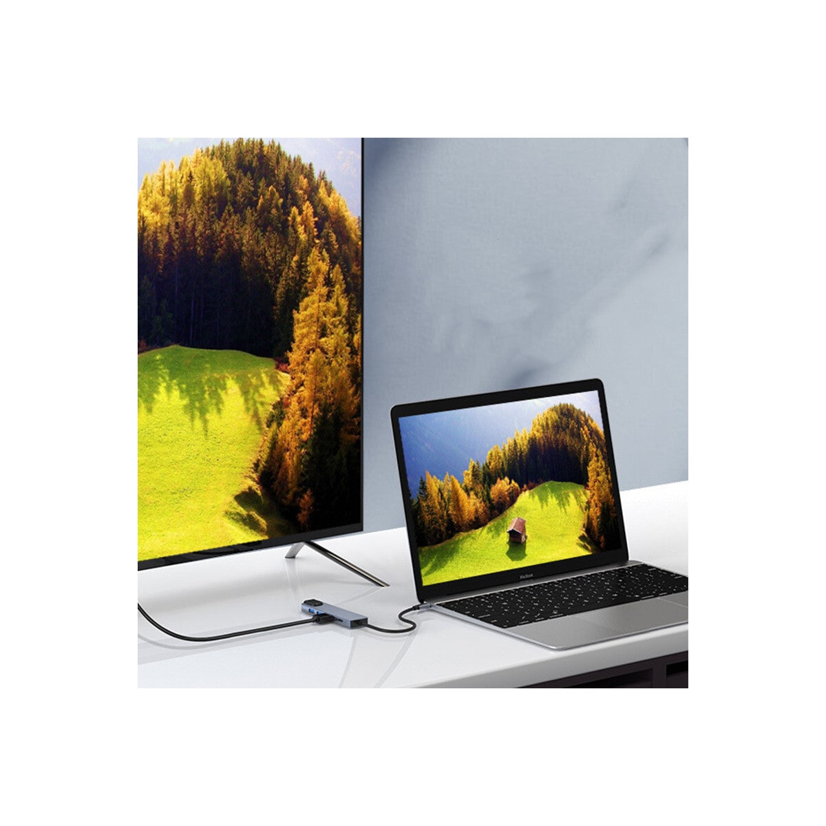 USB-C multiportadapter USB-A, USB-C, HDMI, RJ45 Grå