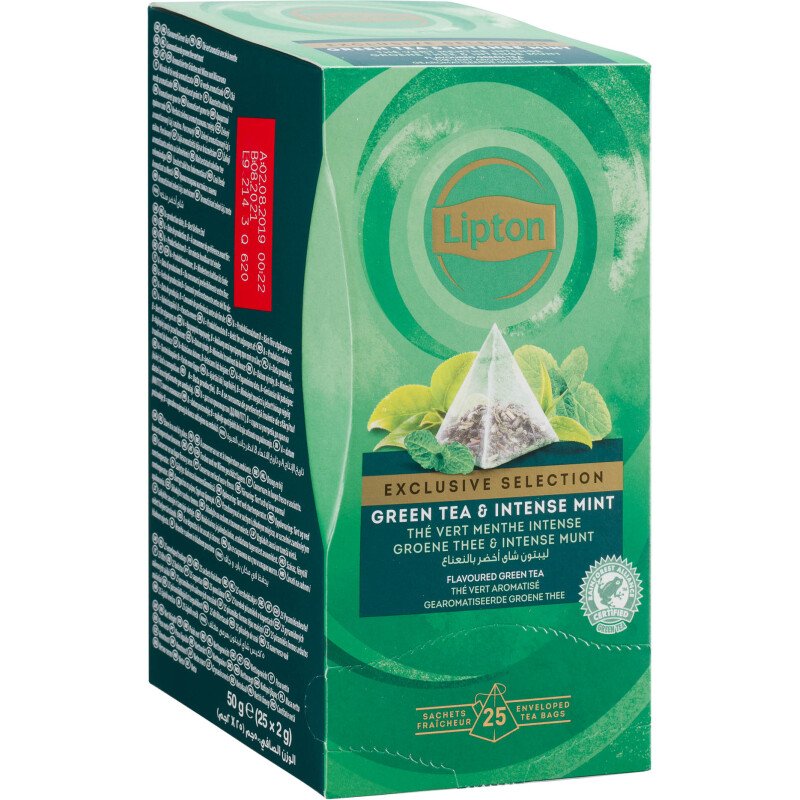 Thé vert menthe Intense Lipton - Boîte de 25 sachets pyramides