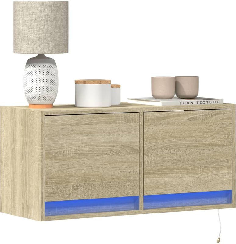 vidaXL Tv-wandmeubel - Sonoma Eikenkleur - Met LED-verlichting
