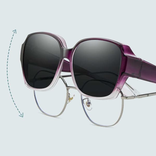 Polarized Suncovers Solbriller Over Briller Hvit/Beige