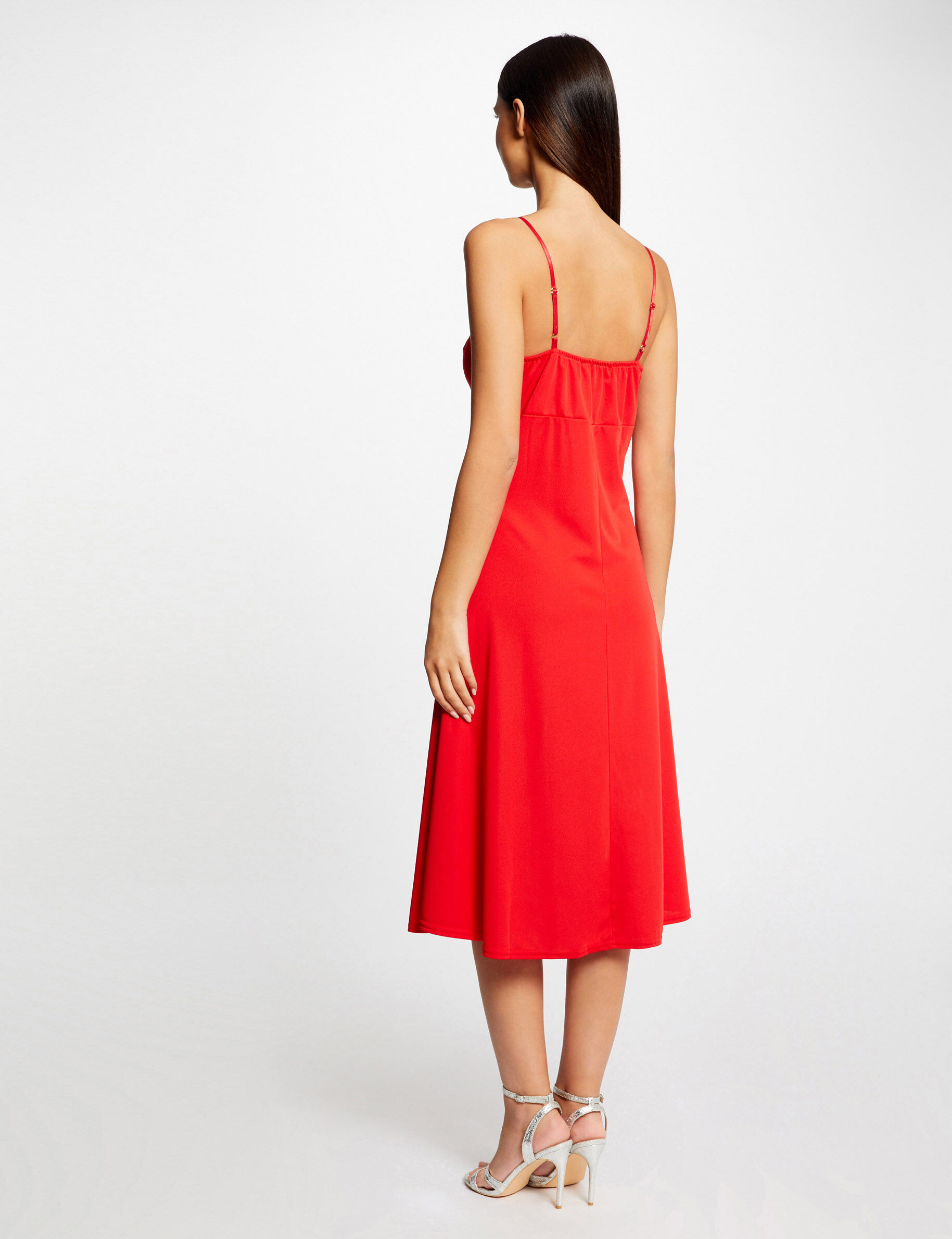 Robe trapèze fluide à bretelles rouge femme - rouge